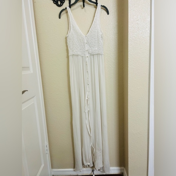 Zara Trafaluc White Crochet and Silk Sleeveless Dress - Picture 4 of 11